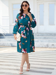 Floral Print Lantern Sleeve Dress