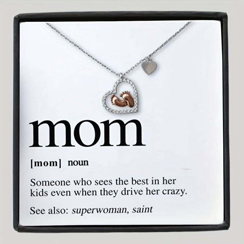 Baby Foot Heart Pendant Necklace Party Holiday Birthday Mother's Gift