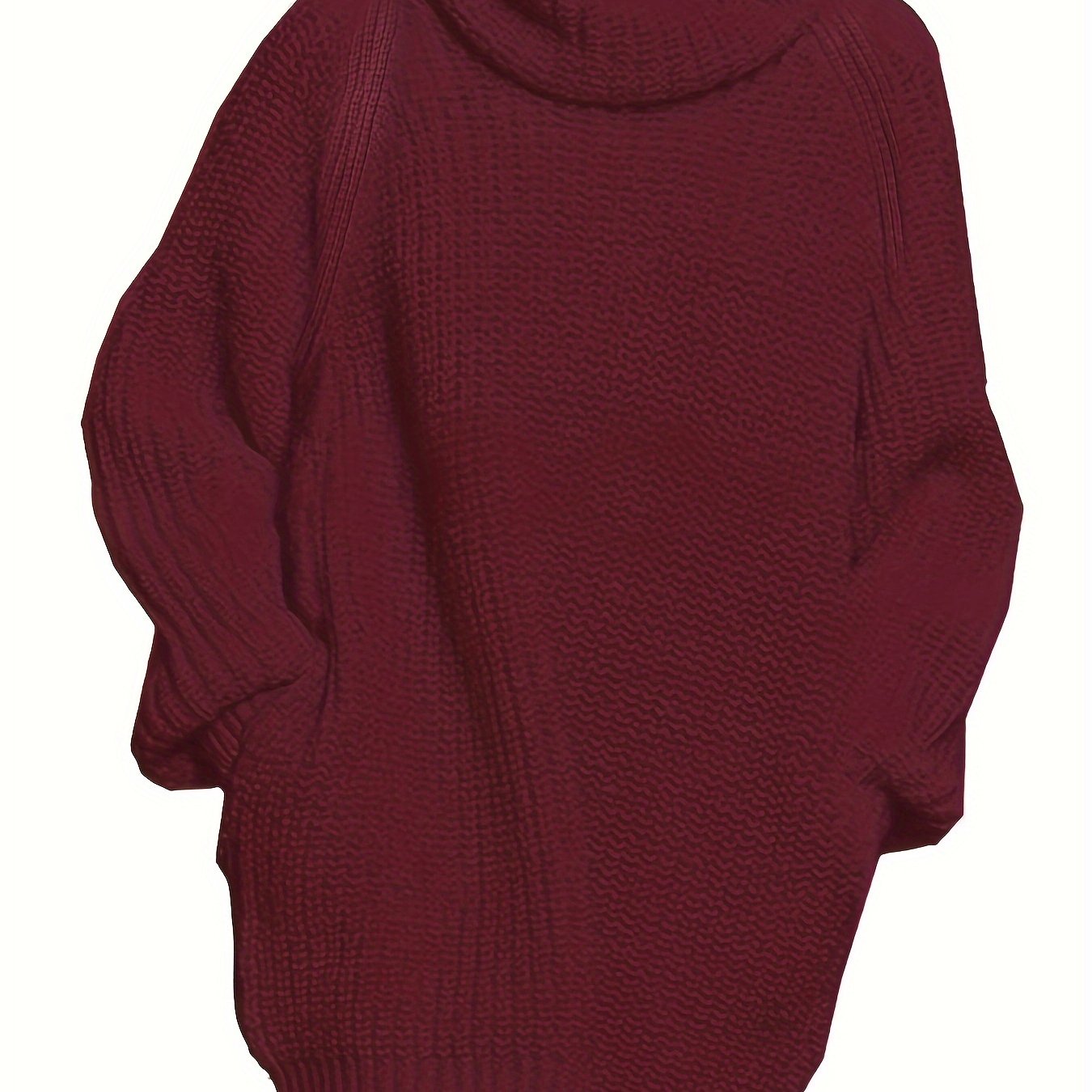Women's Plus Solid Long Sleeve High Neck Tunic Knit Top