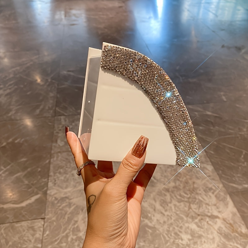 Light Desktop Storage Box with Artificial Diamond for Office and Makeup