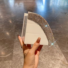 Light Desktop Storage Box with Artificial Diamond for Office and Makeup