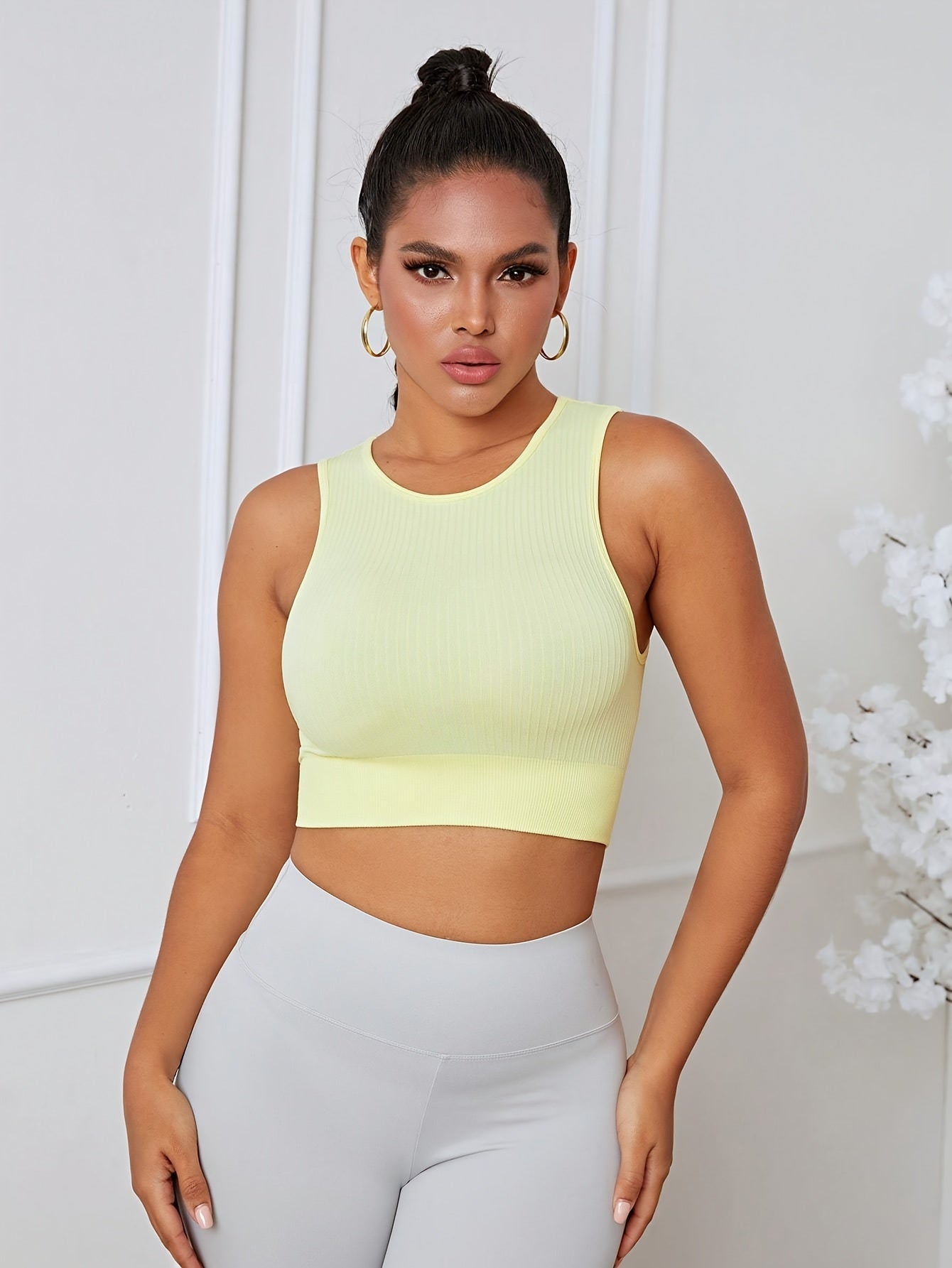 Medium Stretch Sporty Bra Shockproof Running Fitness Yoga Crop Tank Top