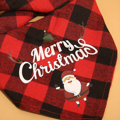 Christmas Plaid Pet Collar Dog Bandana Triangle Towel Scarf Bib