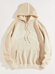Kangaroo Pocket Preppy Hoodie Casual Long Sleeve Drawstring Hoodies