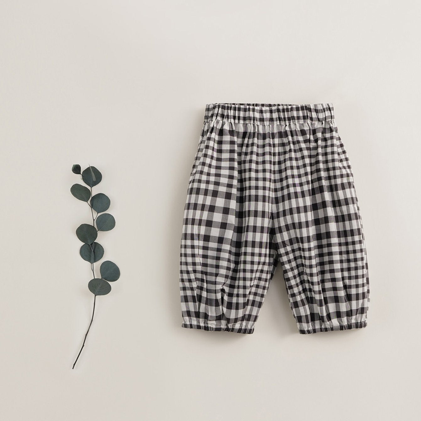 Girls Plaid Crop Pants Kids Cotton Cropped Pants