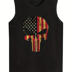 Boys American Flag Skull Tank Top Summer Sleeveless Crew Neck Tee