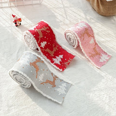 2m Christmas Snow Velvet Edge Ribbon Tree Decoration DIY Linen Ribbon