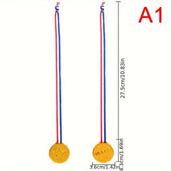 1pc Golden Plastic Medals With Ribbon Belt for Sports Party Awards