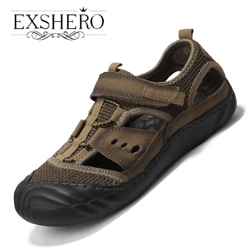 Men's Leather Non slip Sandals Quick Dry Beach Shoes