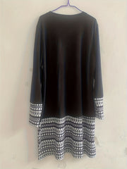 Colorblock Geo Print Long Sleeve Round Neck Dress