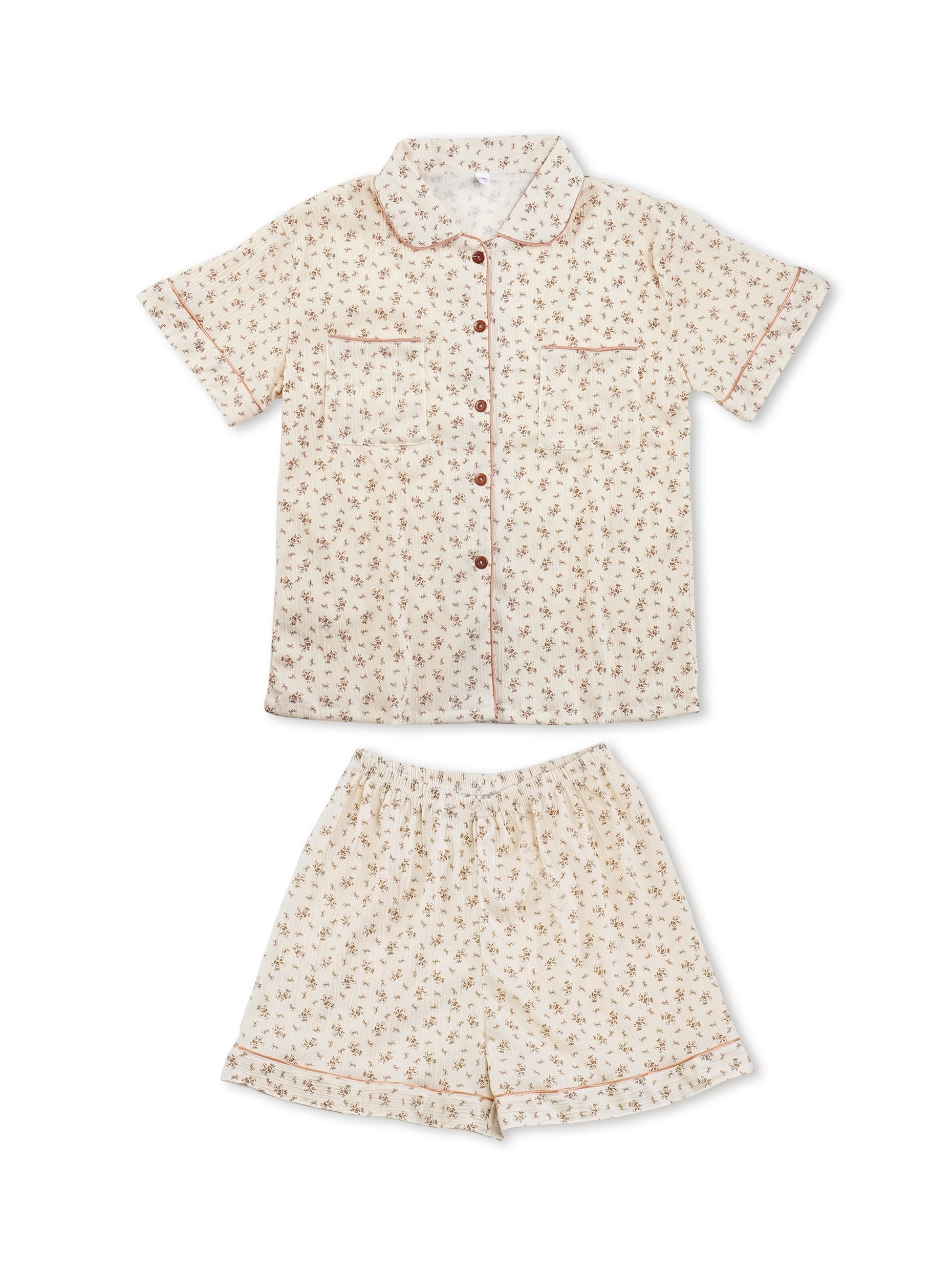 Floral Print Lounge Set Short Sleeve Top & Shorts