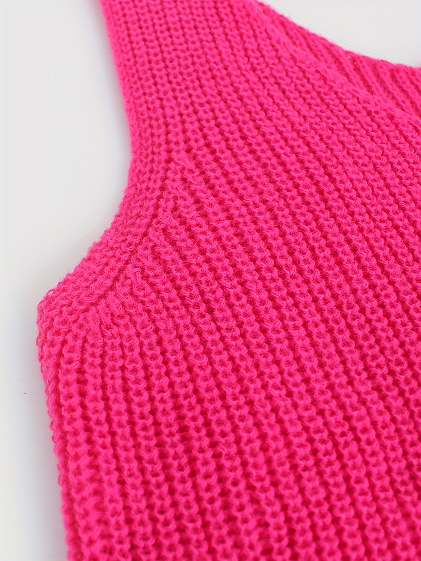 Solid V Neck Knit Top Sleeveless Tank