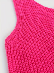 Solid V Neck Knit Top Sleeveless Tank