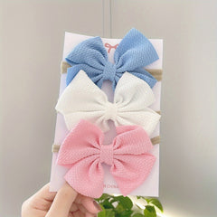 3pcs Baby Girls Bowknot Elastic Headband Hair Accessories