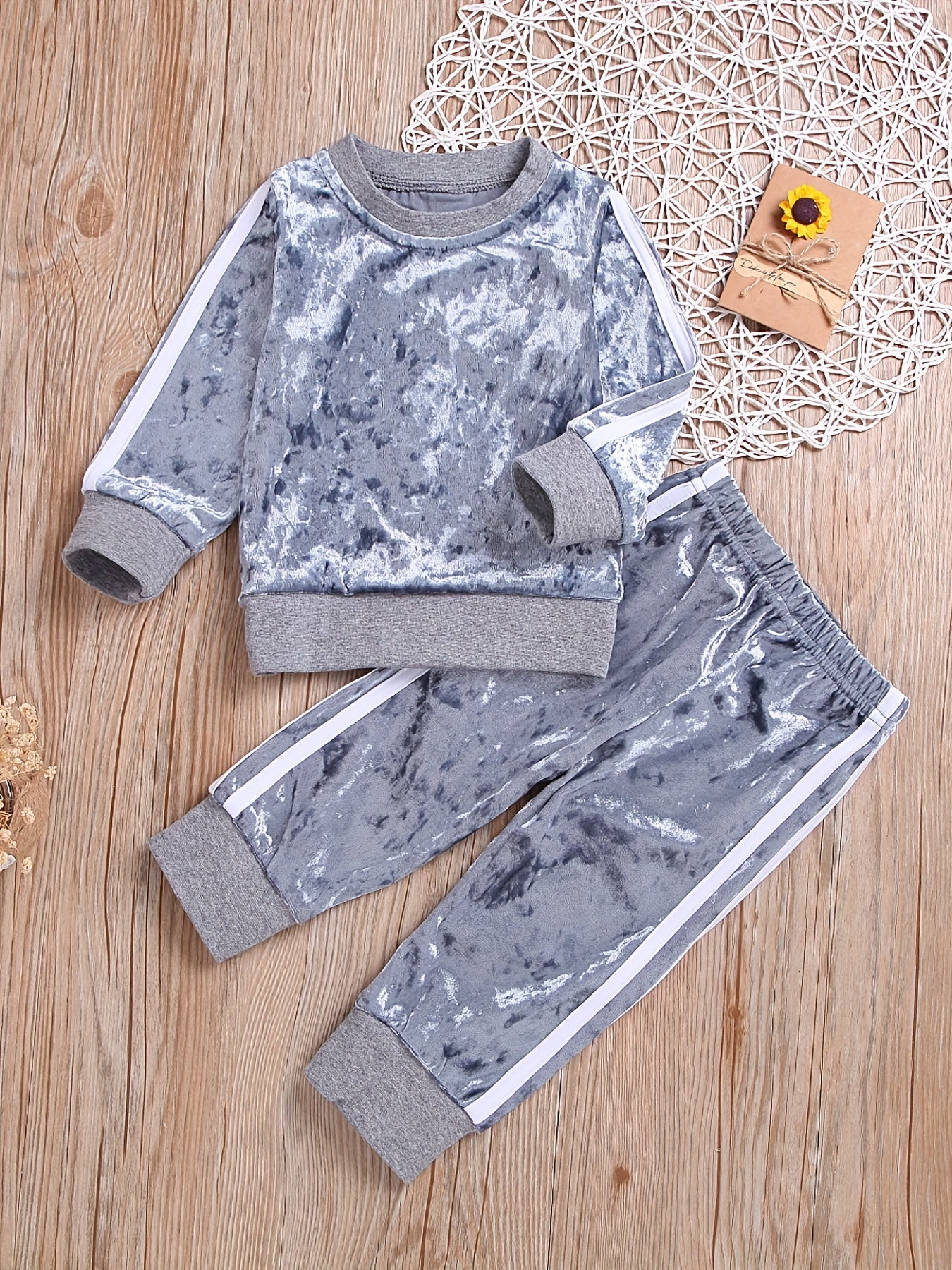 Velvet Baby Set Pullover Top Pants Spring Autumn 2pcs