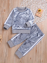 Velvet Baby Set Pullover Top Pants Spring Autumn 2pcs