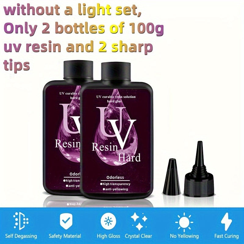 200g UV Resin Clear Hard Crystal Clear Epoxy Resin Upgraded Premixed UV Cure