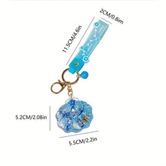 Starfish Keychain Liquid Floating Quicksand Keychains Bag Charm Car Key Ring
