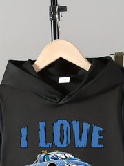 Boy's Truck Pattern 2pcs Hoodie & Sweatpants Set I LOVE MONSTER TRUCKS