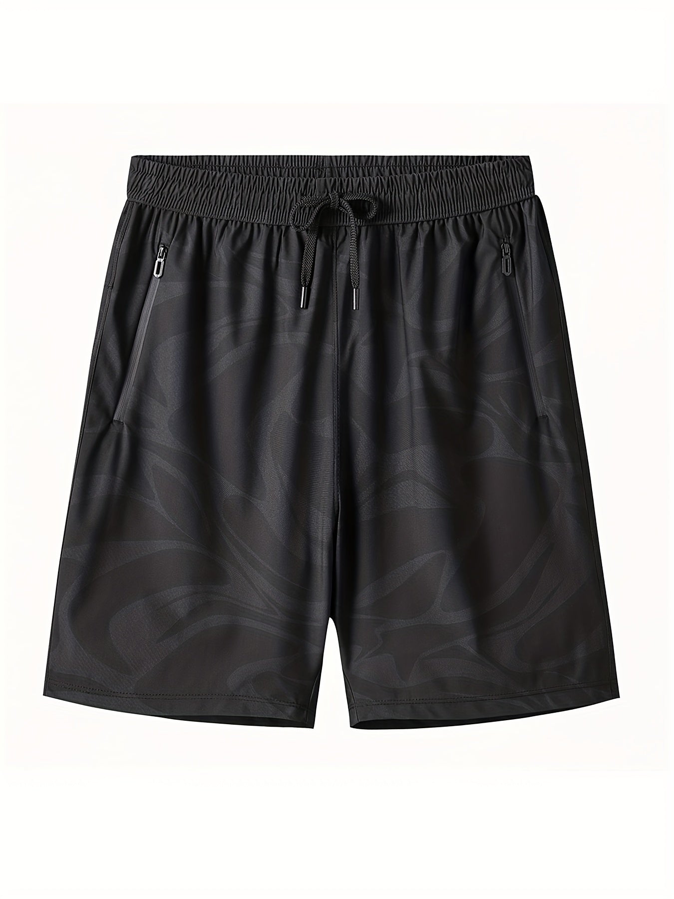 Men's Quick Dry Stretch Shorts with Zipper Pockets & Drawstring
