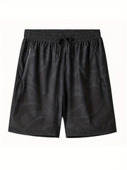 Men's Quick Dry Stretch Shorts with Zipper Pockets & Drawstring