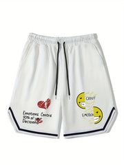Men's Emotion Print Basketball Shorts for Summer