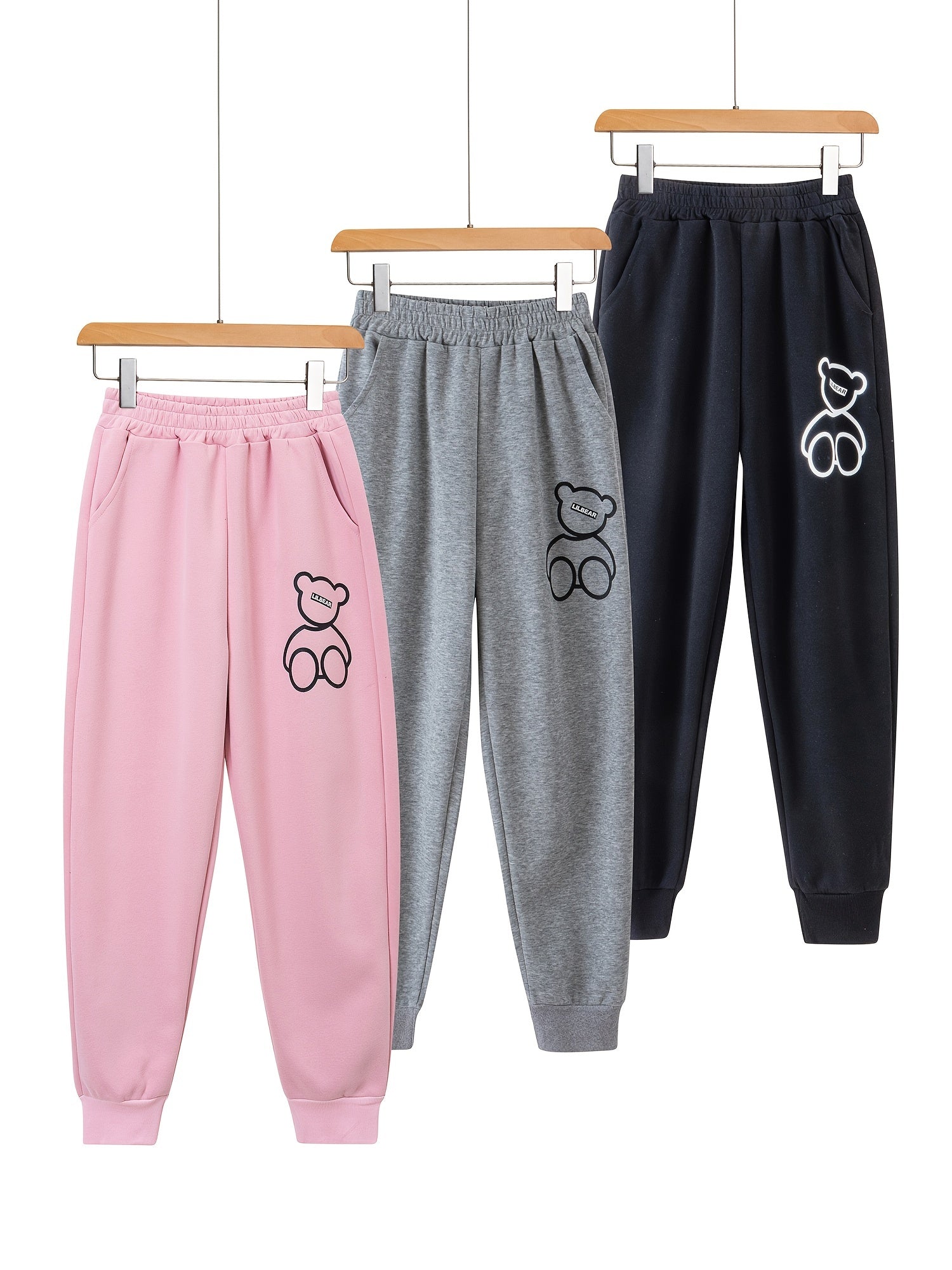 Smart Bear Graphic Jogger Pants for Teen Girls, Daily Casual Sports, All Seasons