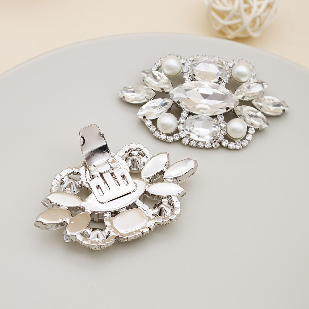 Crystal Shoe Buckles Women Faux Pearl Shoe Clips DIY Craft Decoration