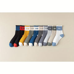 5 Pairs Men's Deodorant Mid Calf Socks for Autumn and Winter