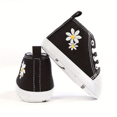 Daisy Embroidered Baby Girl Sneakers Lightweight Non Slip Shoes