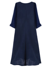 Colorblock Print Long Sleeve Dress Women's Plus Casual