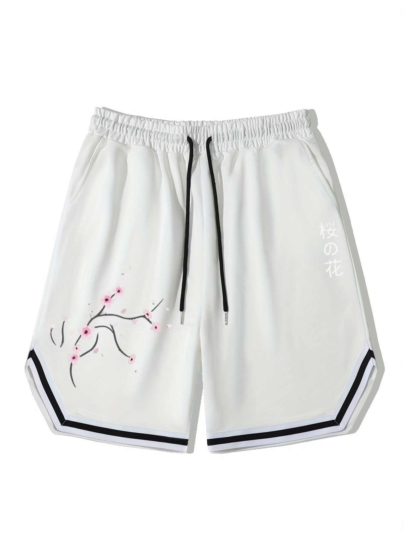 Men's Kanji Graphic Drawstring Stretchy Shorts For Summer