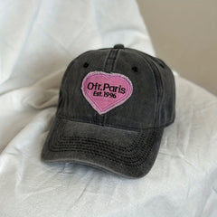 Adjustable Cotton Mens Peaked Cap with Love Embroidered