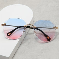 Ombre Rimless Sunglasses Gradient UV400 Sun Shades for Beach Vacation