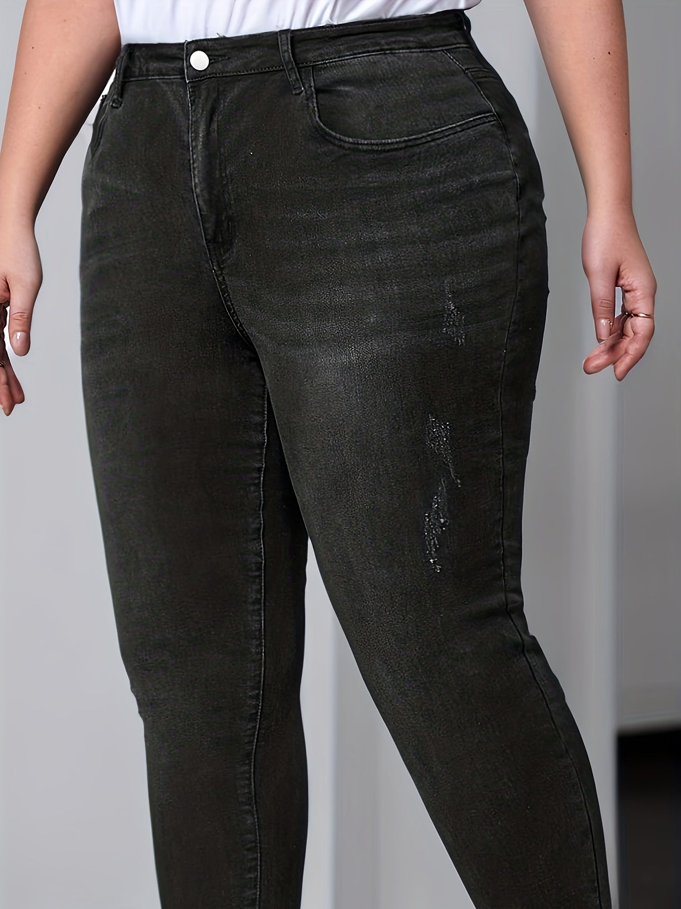 Ripped Raw Trim High Rise Skinny Jeans