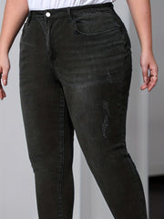 Ripped Raw Trim High Rise Skinny Jeans