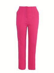Solid Pants Long Length Work Office Pants Women's Clothing