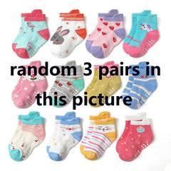 12pairs Kids Anti-skid Socks Cartoon Animal Pattern Toddlers Ankle Socks