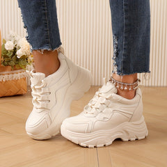 Women's Chunky Lace Up Platform Sneakers Thick Sole Walking Shoes