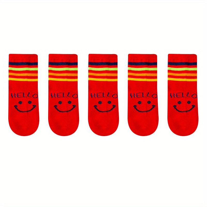 Kids Cartoon Slime Face Colorful Stripes Crew Socks Boys Girls All Seasons