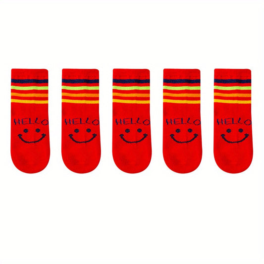 Kids Cartoon Slime Face Colorful Stripes Crew Socks Boys Girls All Seasons