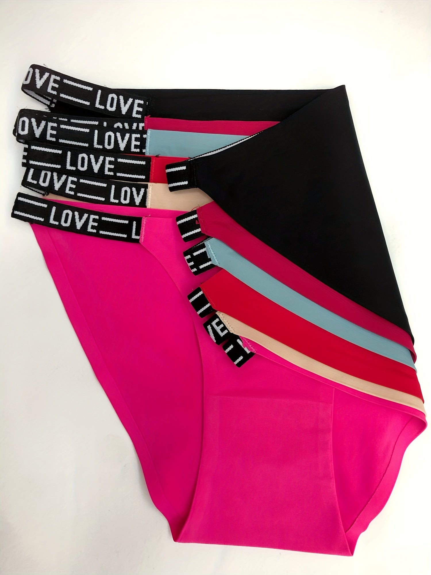 6 Pcs Letter Tape Bikini Panties Low Waist Stretchy Lingerie & Underwear