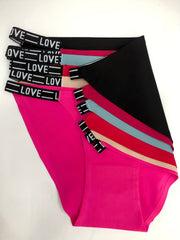 6 Pcs Letter Tape Bikini Panties Low Waist Stretchy Lingerie & Underwear