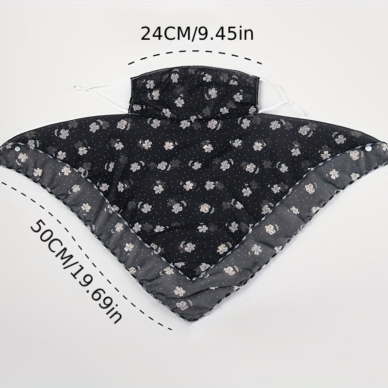 Floral Print Gauze Veil Neck Gaiter Sun Protection Face Cover