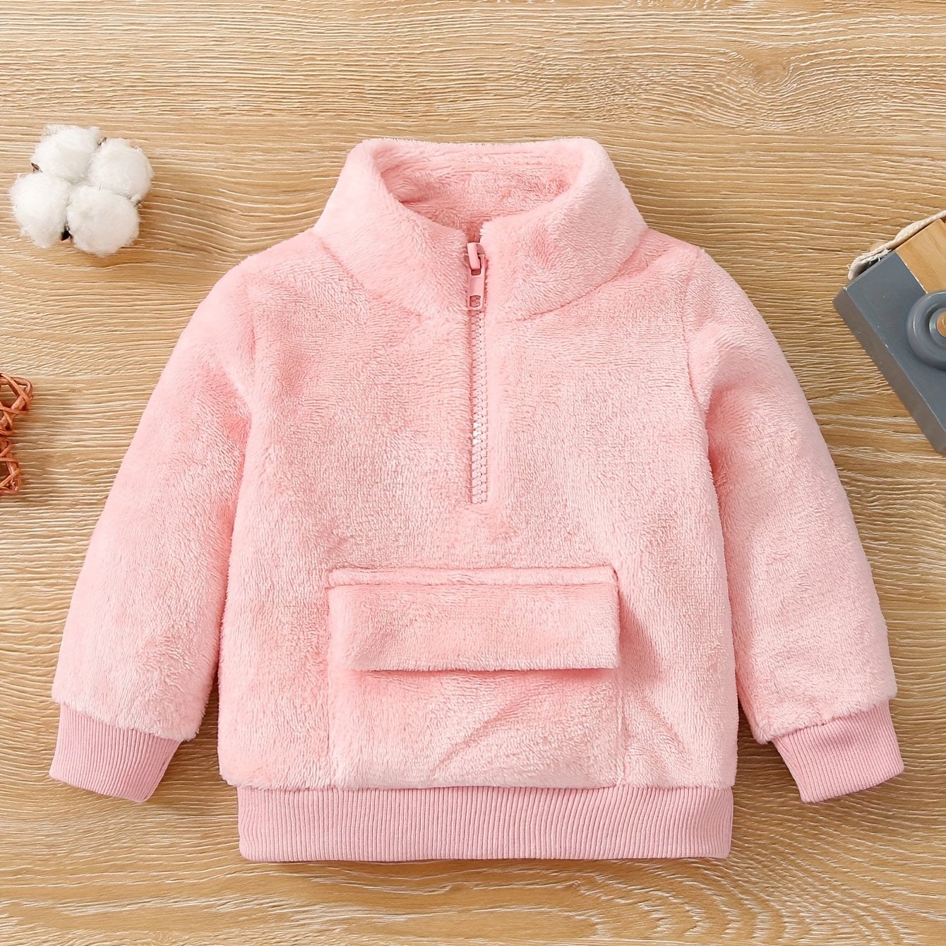 Pink Sports Sweatshirt Fleece Long Sleeve Pullover Blouse for Baby Girls