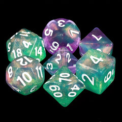 7-Piece Glitter Dice Set for RPG & Tabletop Games