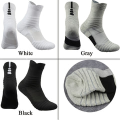 3pairs Thickened Mid calf Basketball Socks Men's Cotton Anti odor Sports Socks