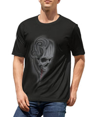 Skull Print Men's Graphic Crew Neck Active T shirt