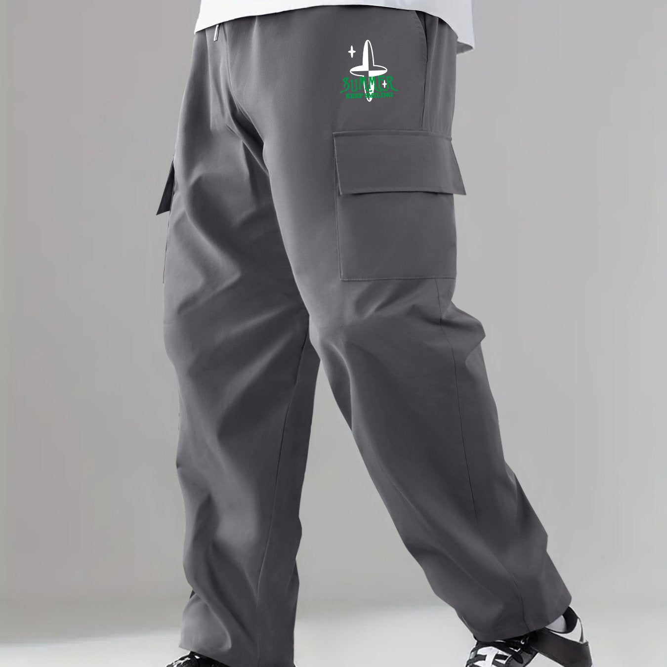 Cargo Pants Men's Flap Pocket Trousers Loose Casual Outdoor Work Streetwear