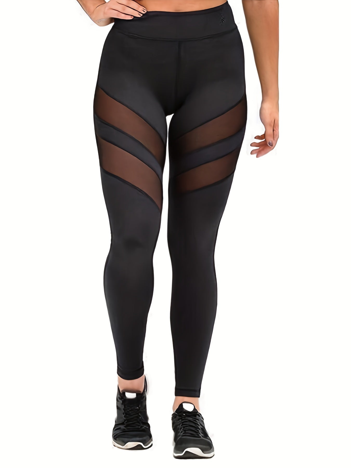 Mesh Waistband High Rise Yoga Leggings